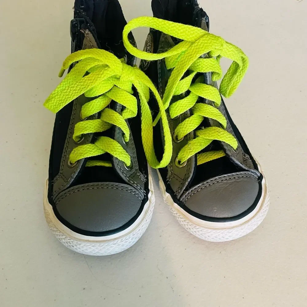 Converse Toddler CTAS black grey chucks Side Zip High-Top Sneakers-Size 6 shoes